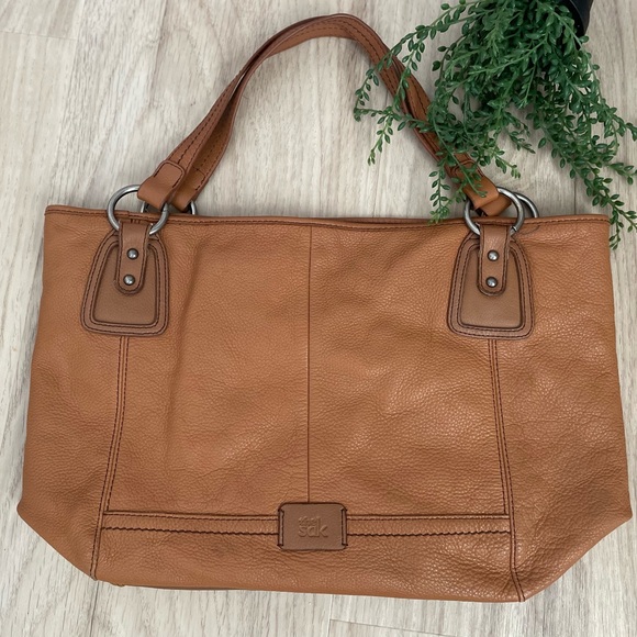 The SAK cognac leather Satchel Bag - Picture 1 of 7